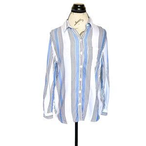 Beach Lunch Lounge Womens Button down Shirt Size Small Stripe Preppy Minimal